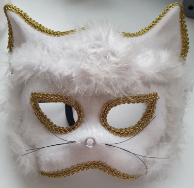 Máscara de gato, blanca, con diadema, usada una vez, buen estado Foto 1 de 4