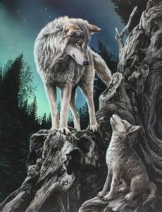 GUIDANCE LISA PARKER CANVAS PICTURE ART PRINT FANTASY FOREST WOLVES PUP WOLF  - Picture 1 of 2