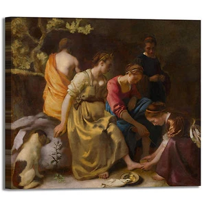 Vermeer diana e ninfe design quadro stampa tela dipinto telaio arredo casa - Picture 1 of 4