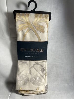 Set Of 2 Waterford Floral Fine Linens Adelisa Beige 100% Polyester 21"x21" New - Image 1 of 4