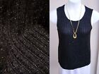 Chicos New Silk Knit Tank Top Cami 2 M L Gold Sequin Holiday Xmas Shimmer Shirt