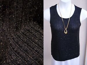 Chico's NEW silk knit tank top cami 2 M L gold sequin HOLIDAY XMAS shimmer shirt