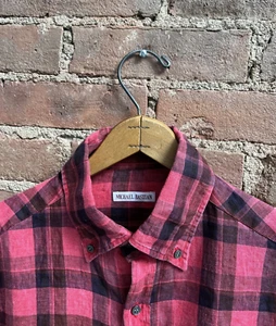 Michael Bastian Men’s Shirt, Sz 15/38, Red Plaid 100% Linen Italy - Picture 1 of 9