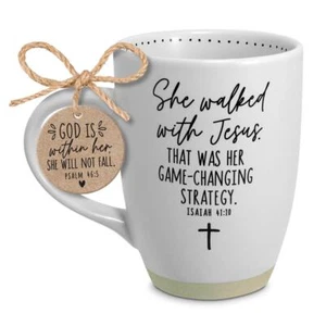 She Walked With Jesus White 17 Ounces Coffee Cup Mug - Picture 1 of 1