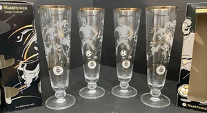 WARSTEINER Pilsner Gold Rim Fluted Beer Glass 2010 World Cup Soccer~Set of 4 - Picture 1 of 16