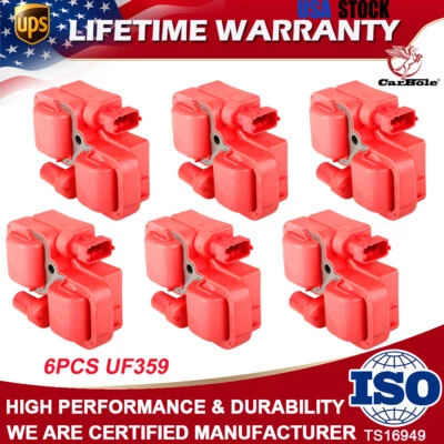 Set of 6 Ignition Coils for 2001 2002-2005 Mercedes-Benz C240 C320 E320 V6 UF359 - Image 1 of 4