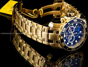 Nuevo reloj Invicta Pro Diver Scuba 18K Gold Plated Blue Dial Chrono S.S - Imagen 1 de 8