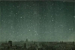 Lithographie LE CIEL ÉTOILÉE DE L'ÉQUINOXE DU PRINTEMPS A PARIS Tirage 1877 - Imagen 1 de 3