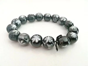 Braccialetto nero con perline disegno foglie black gioielli bracciale bracciali - Foto 1 di 4