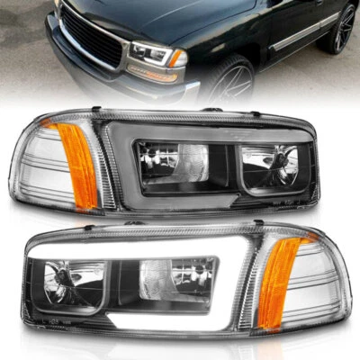 ANZO For 99-17 GMC Sierra/Denali Headlights Black Amber (w/C Light Bars) - Image 1 of 4