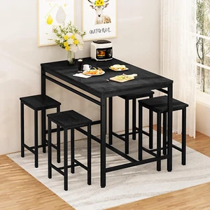 Dining Bar Table Set for 4, Modern Counter Height Table and 4 Bar Stools, 5 Piec - Picture 1 of 8