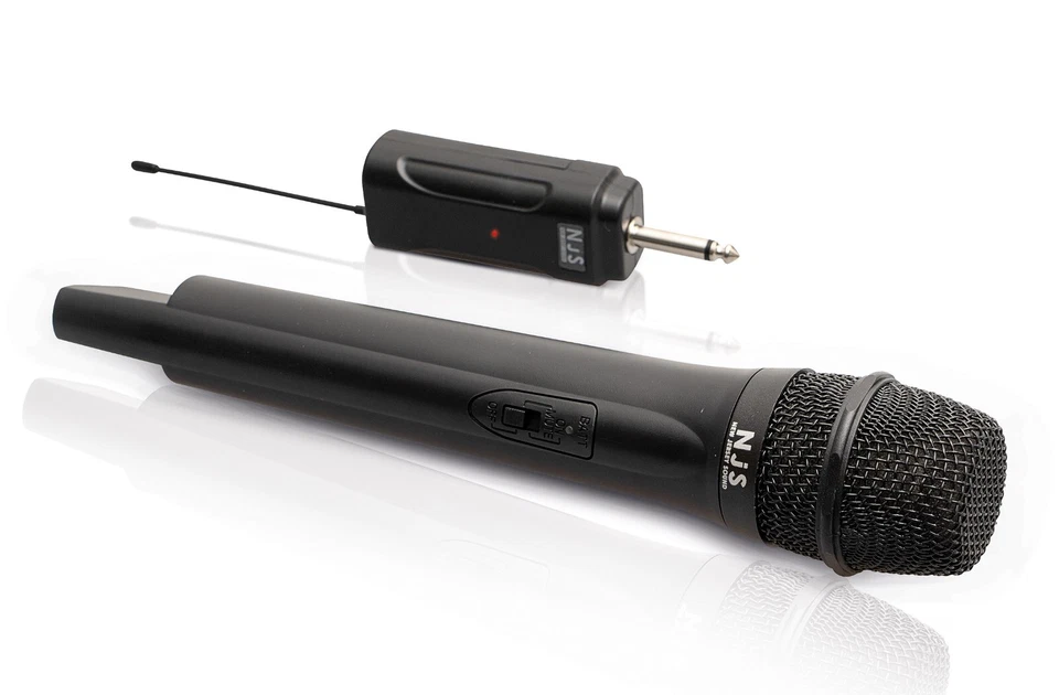UHF Wireless Handheld Black Microphone with Receiver, NJS250 - Image 1 of 4