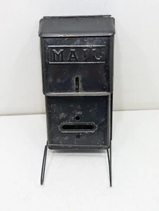 Antique U.S. Mail Box & Newspaper Black Metal Wall Mount Style Lockable Vintage - Picture 1 of 18