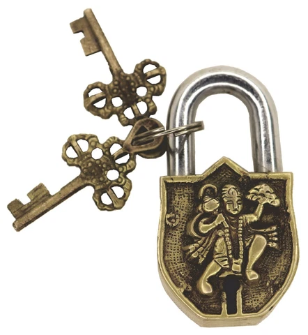 Lord Hanuman Shape Door Lock Antique Vintage Style Handmade Solid Brass Padlock Cover