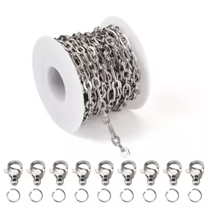 5M/Tasche 304 Edelstahl Figaro Ketten zum Selbermachen Kette Halskette Armband Herstellungsset - Bild 1 von 8