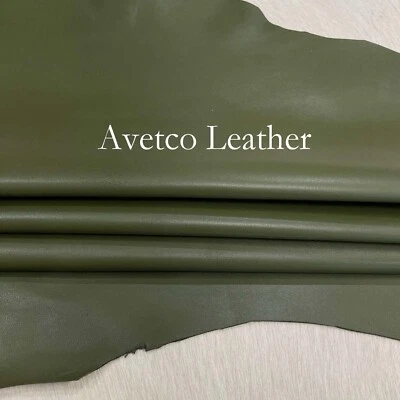 Premium Goatskin Nappa Soft Leather Hide Cypress Green 2-3 oz Thickness 0.8 mm - Image 1 of 4