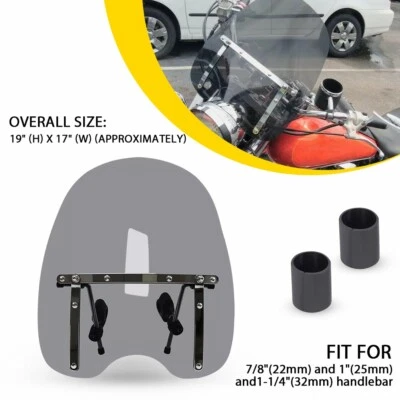 Parabrisas universal ahumado de motocicleta 19" x 17" para Kawasaki Honda Yamaha O Foto 1 de 4