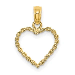 14k Yellow Gold 3D Rope Heart Pendant for Women 0.55gm L-0.65 in,W-0.52 in - Picture 1 of 5