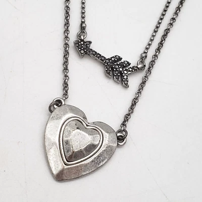 Collar con flecha de corazón y estrás tono plata Lucky Brand con etiquetas Foto 1 de 4