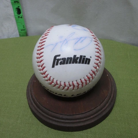 AUTOGRAPH BASEBALL Toledo Mud Hens hand-signed Franklin three 3 signatures Cover