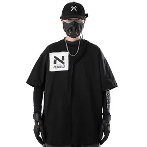 Niepce Elbow Japanese Streetwear Tees Men Next Level T-shirt Patchwork Tshirt - Picture 1 of 34