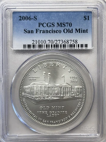 2006-S PCGS MS70 SAN FRANCISCO OLD MINT COMMEMORATIVE SILVER DOLLAR Cover