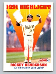 1992 Score #430 Rickey Henderson Oakland Athletics BASEBALL Card - Picture 1 of 2