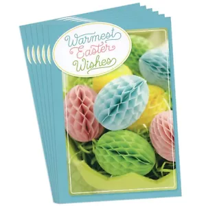 LOT OF 6 HALLMARK WARMEST EASTER WISHES Cards + Envelopes, Colorful Paper Eggs - Picture 1 of 5