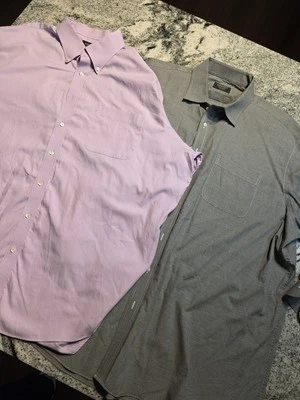 Lot Of 2 Nordstrom Men's 19 37 Orchid Long Sleeve Button Down Purple Gray E83  - Image 1 of 4