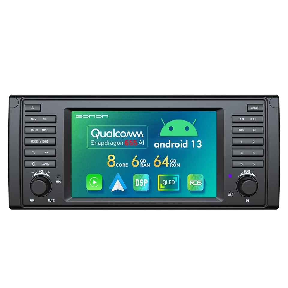 For BMW E39 1998-2003 5-Series Android 13 8-Core 7" CarPlay Car Radio GPS Stereo - Image 1 of 4