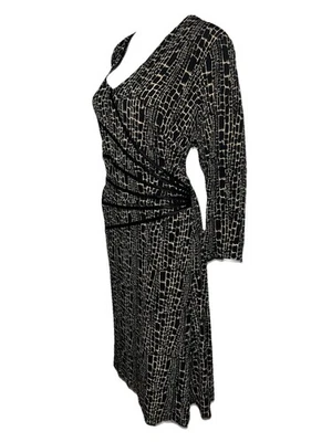 Connected Woman Plus Size 20W Black Brown Sheath Dress Side Wrap Stretch Bust 50 - Image 1 of 4