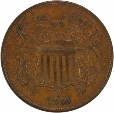 1865 Two Cent Piece AU Uncertified #943 - Image 1 of 2