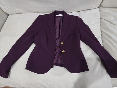 Blazer pequeño para mujer Calvin Klein púrpura manga larga botón carrera jefe moda Foto 1 de 4