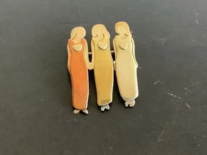 Far Fetched 3 Three Sisters Friends Brooch Pin Mixed Metal Silver Copper - Picture 1 of 4