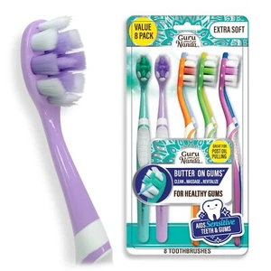 Paquete de 8 cepillos de dientes mantequilla en encías cerdas extra suaves para encías sensibles ultra suaves - Imagen 1 de 12