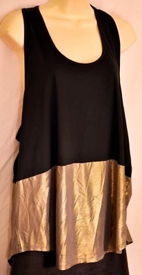 women's Champion exercise gold & black top size XX large razor back gold trim - Image 1 of 4