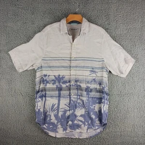 Camicia Tommy Bahama con bottoni media lino stampa palma casual estiva - Foto 1 di 10