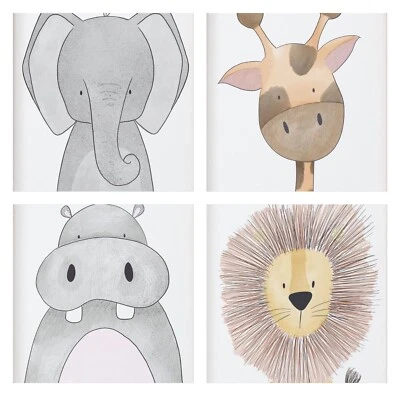 6 lindos estampados de guardería de arte de pared de animales de safari - talla A5 en tarjeta de 190gsm Foto 1 de 2