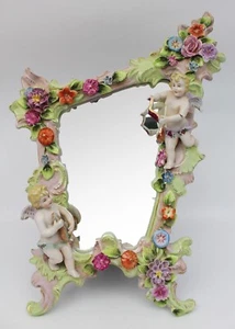 Espejo tocador vintage de porcelana Dresden - Imagen 1 de 5