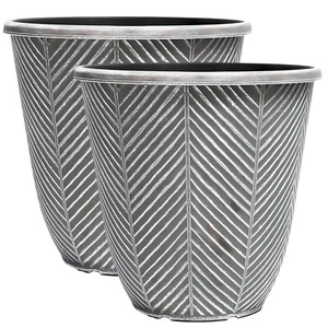 Maceta de plástico redonda Gyey urna 34 cm exterior 9,5 L para jardín patio 2 piezas - Imagen 1 de 7