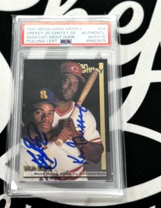 1995 Wish List Megacards Ken Griffey Jr & Sr Auto signed PSA 10 #14 - Picture 1 of 2