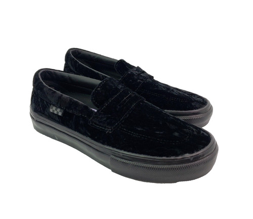 Scarpe sneakers casual Vans Slip O uomo taglia 4 5 donna taglia 6 nere velluto slip on
