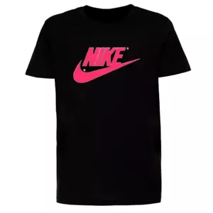 T-SHIRT DONNA NIKE LOGO ROSA MAGLIA NERA COTONE NIKE GIROCOLLO - Foto 1 di 2