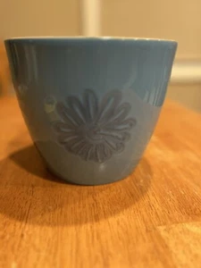 Val Do Sol Pottery Portugal Clay and Blue Glaze Floral Planter Bowl - Picture 1 of 9