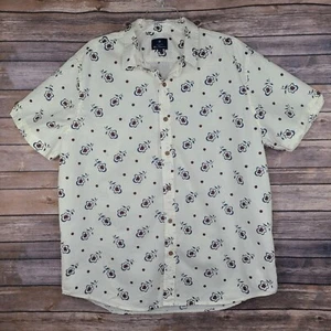 Ben Sherman Men's size XL Cream Blue Floral Short Sleeve Button Down Shirt - Picture 1 of 11
