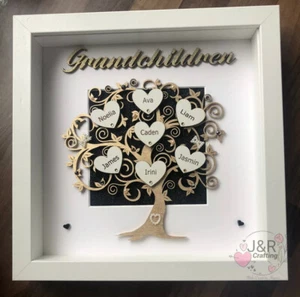Personalised 3D Box Frame Family Tree Gift Unique Keepsake Home Art Decor - Picture 1 of 3