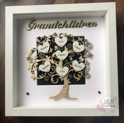 Personalised 3D Box Frame Family Tree Gift Unique Keepsake Home Art Decor - Image 1 of 3