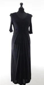 Le Tricot Perugia Maxikleid Kleid 36 schwarz gerafft Lang kurzarm + Viskose Neu - Picture 1 of 5