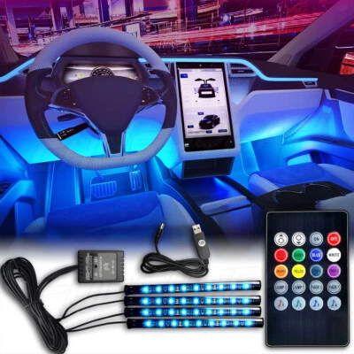 RGB 4PCS 12V 12" 15SMD Flexible LED Strip Light Waterproof For Car Truck Boat # - Image 1 of 4