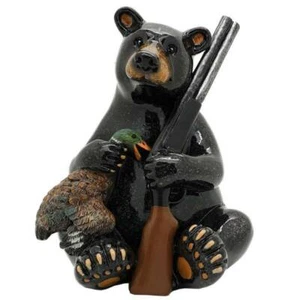 Black Bear Hunting Rifle and Duck State Figurine 5 inch Lodge Decor - Picture 1 of 1